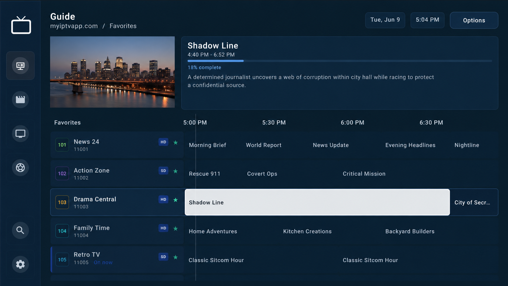 Nerdy Popcorn guide screen