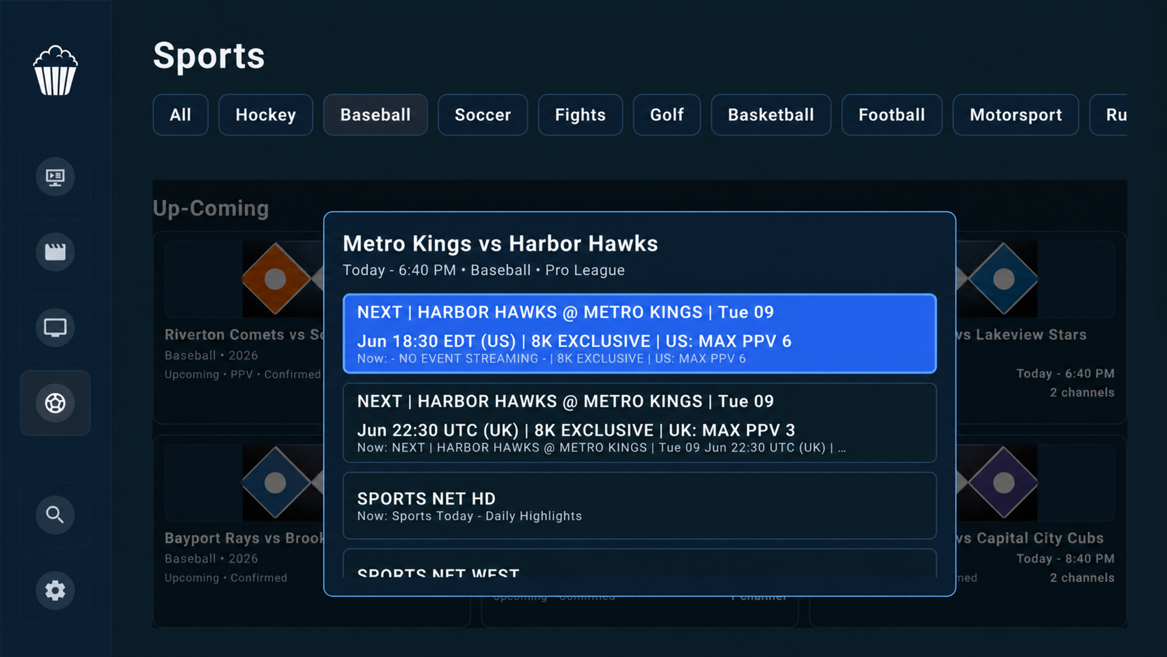 Nerdy Popcorn sports channel picker
